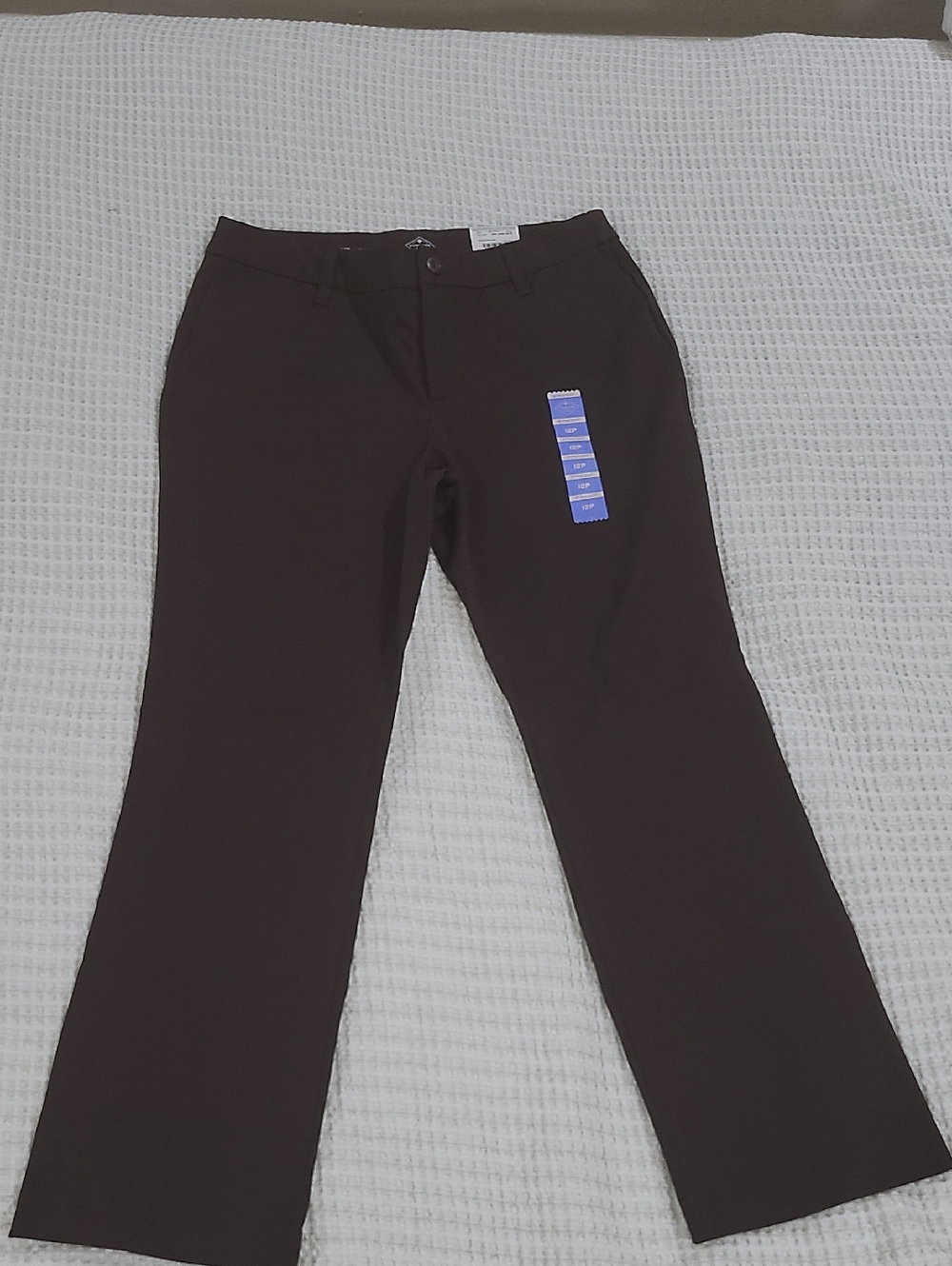St. Jhon Bay Straight Leg Women's Pants Brown Mid Rise Size 12P Cotton NWT WOMEN